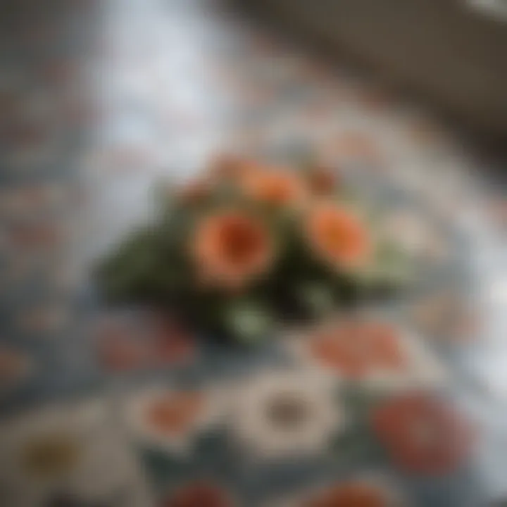 Farmhouse Floor Tile with Vintage Floral Design