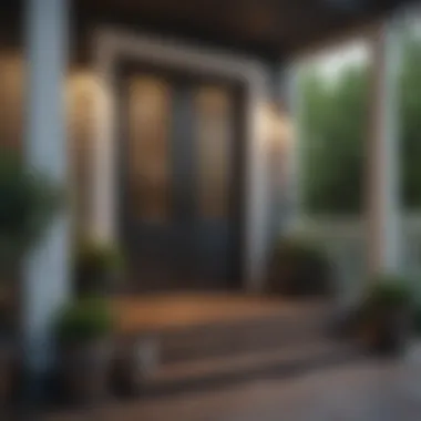 Finished front porch with stylish decor