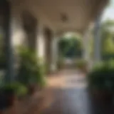 Front porch with lush greenery