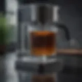 Elegant glass water reservoir of a coffee maker