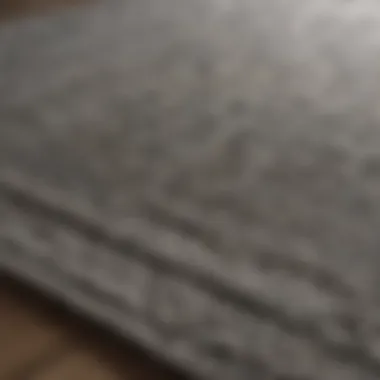 Detailed Texture of a Grey Dining Room Rug Close-up of textured grey rug showcasing intricate patterns