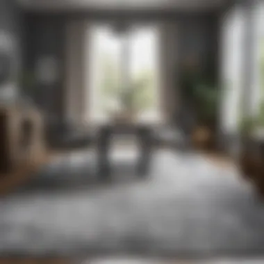 Grey Rug Bringing Warmth to Bright Dining Area Grey dining room rug adding warmth to a bright and airy space