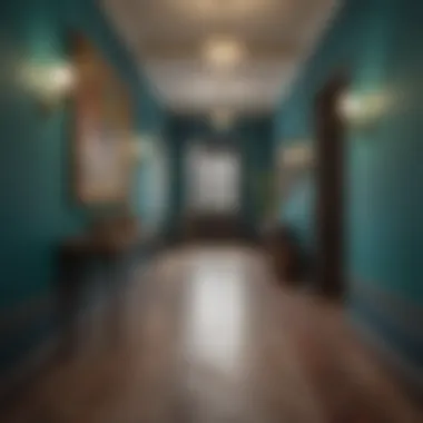 Colorful hallway with strategic color choices and decor