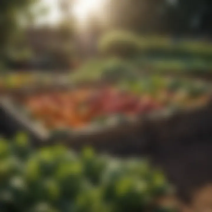 Harvest-ready vegetables in a raised bed with cover