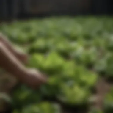 Harvesting Fresh Lettuce Leaves