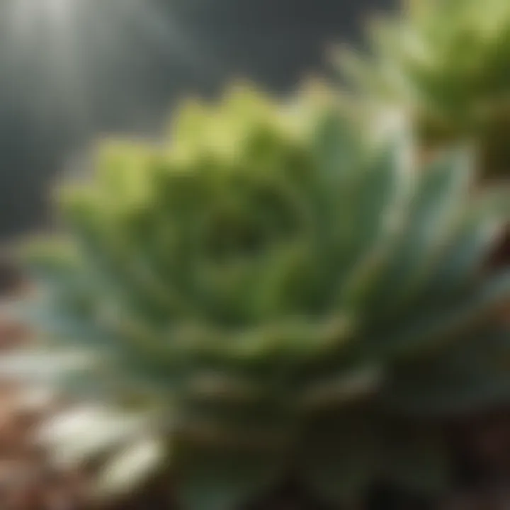 Close-up of healthy succulent leaves under soft sunlight