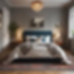 A beautifully styled bedroom featuring a plush rug that complements the decor