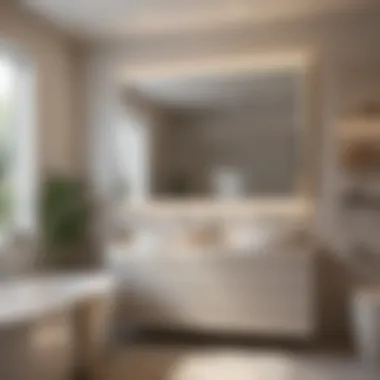Serene color palette with soft tones enhancing the ambiance of a master bathroom.