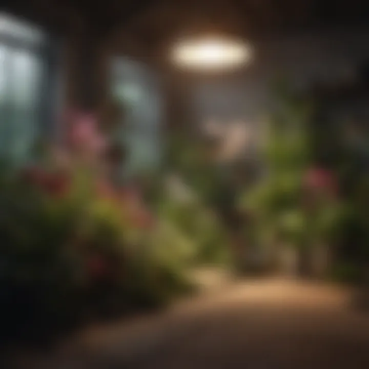 A well-lit indoor garden with diverse flowering plants