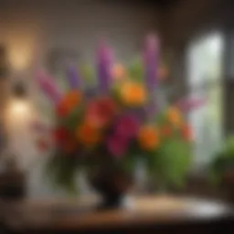 Vibrant indoor flower arrangement showcasing various species