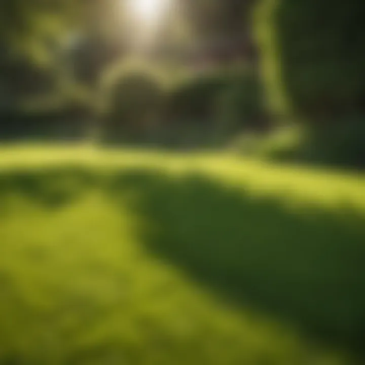 Lush green lawn thriving under sunlight