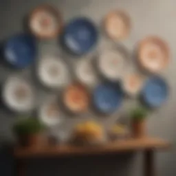 A beautifully arranged wall plate display showcasing various designs and colors