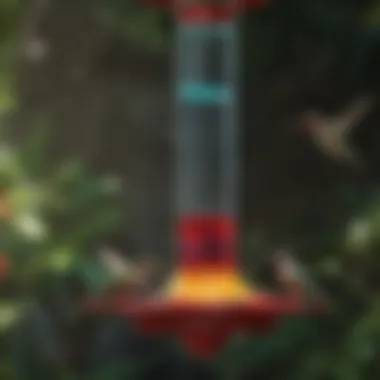 Vibrant Hummingbird Feeder Colorful hummingbird feeder attracting birds