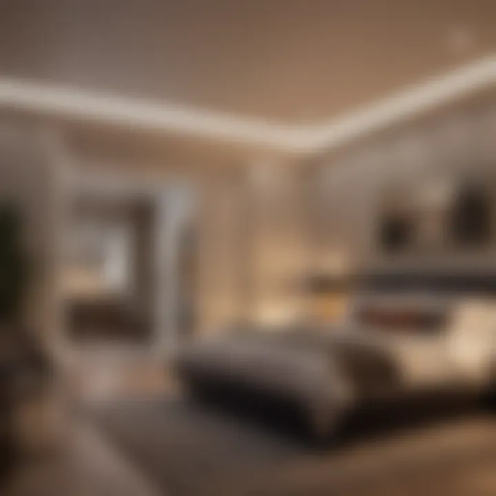 Stylish bedroom featuring ambient LED strip lighting