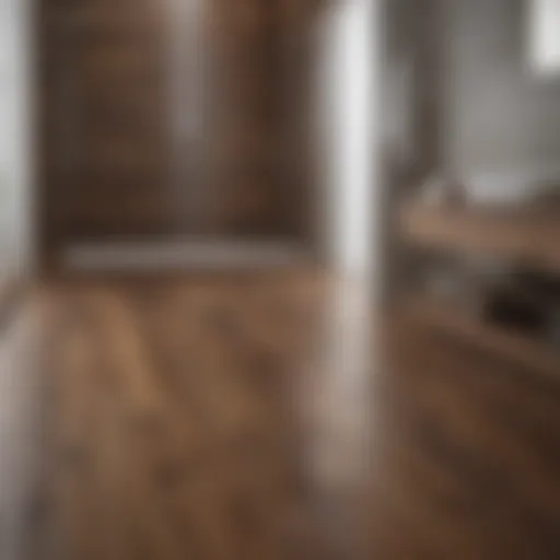 Elegant wood flooring in a modern shower