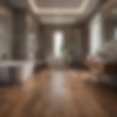 Installation of wood floors in a luxurious bathroom