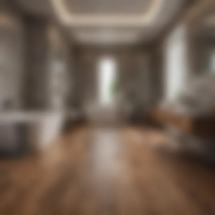Installation of wood floors in a luxurious bathroom
