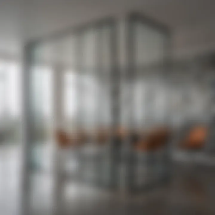 Innovative glass and steel room divider dividing a room creatively