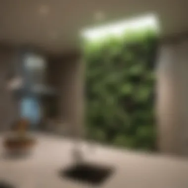 Creative kitchen garden design showcasing vertical plant wall for space-saving elegance