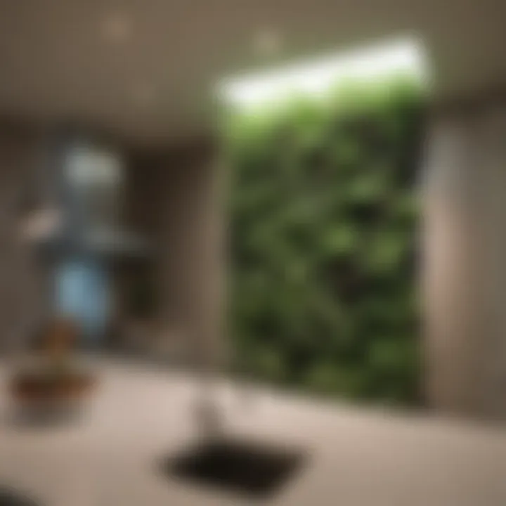 Creative kitchen garden design showcasing vertical plant wall for space-saving elegance