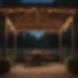 Elegant string lights draped across a gazebo creating a magical ambiance