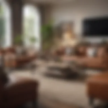 Balanced Interior Design with Coffee Table An interior design layout showcasing the balance of space and furniture including a coffee table.