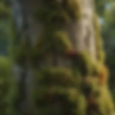 Japanese Maple Tree Trunk with Moss Detail