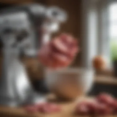 High-quality meat grinder attachment with fresh ingredients