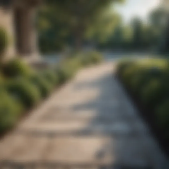 Elegant stone pathway leading to an above ground pool