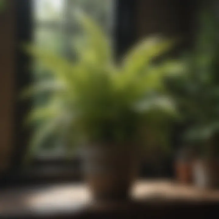 Lush Fern variety thriving in a shaded potted environment