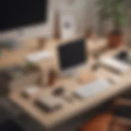 A minimalist desk setup showcasing organized stationery and a serene workspace