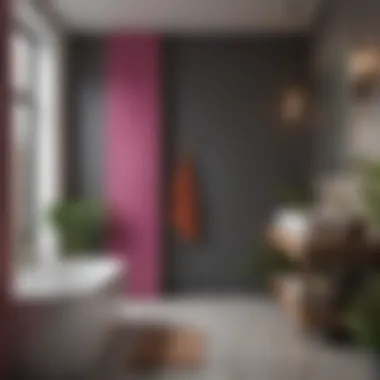 Modern Bathroom Featuring Bold Accent Colors A modern bathroom with bold accent colors