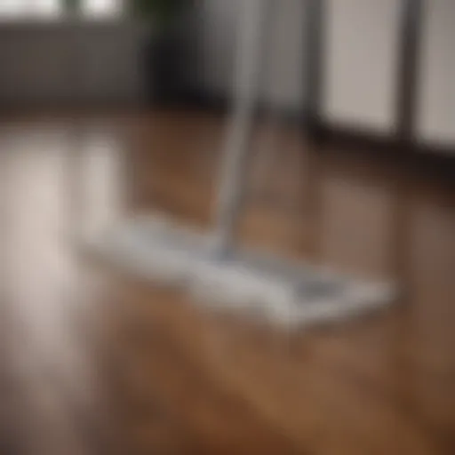 Elegant hardwood floor with mop in motion