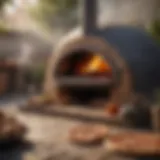 Wood-fired pizza oven emitting aromatic smoke