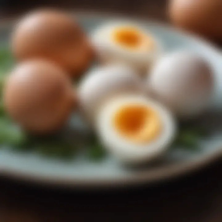 Finished hard boiled eggs on a plate