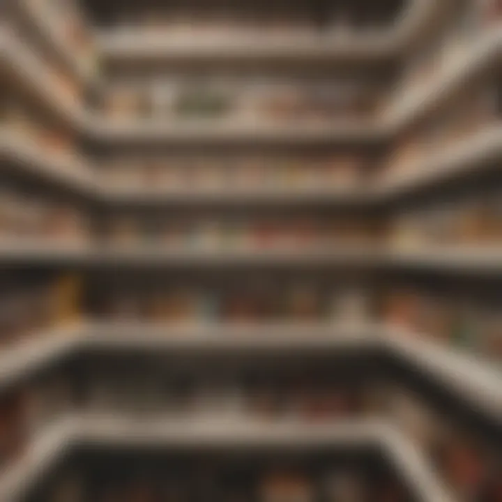 Neatly arranged pantry shelves showcasing various containers and labels