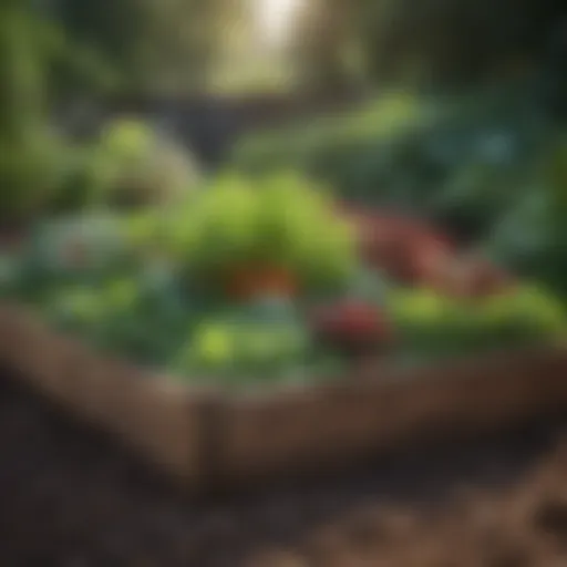 Lush vegetable garden in raised bed