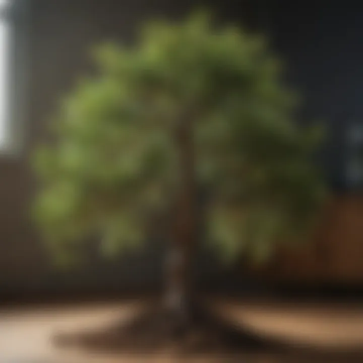 Close-up of a mini tree illustrating care and maintenance techniques