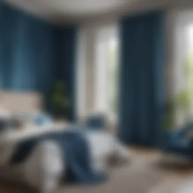 Create a Refreshing Ambiance with Bright Blue Curtains Modern bedroom with bright blue curtains