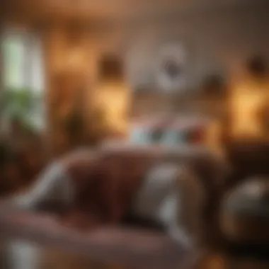 Cozy Bohemian Bedroom Space Cozy bedroom featuring warm lighting and bohemian decor elements