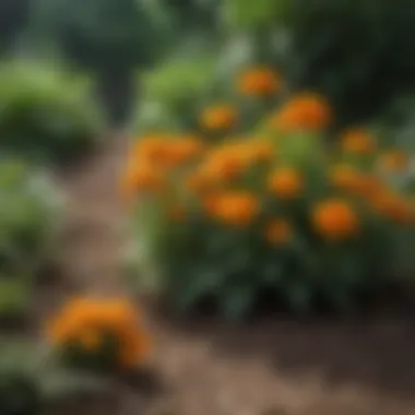 Marigolds: Bright Blooms with Protective Benefits A serene garden scene featuring marigolds, known for their mosquito-repelling qualities.