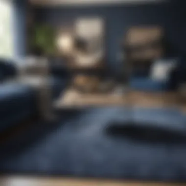 Textural Bliss Soft textured rug in navy themed living room