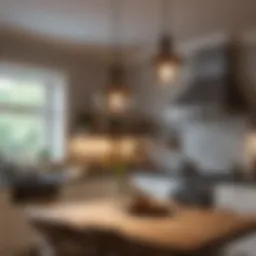 Elegant pendant lights illuminating a cozy kitchen
