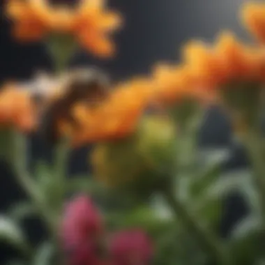 Close-up of a bee collecting nectar from a bright flower.