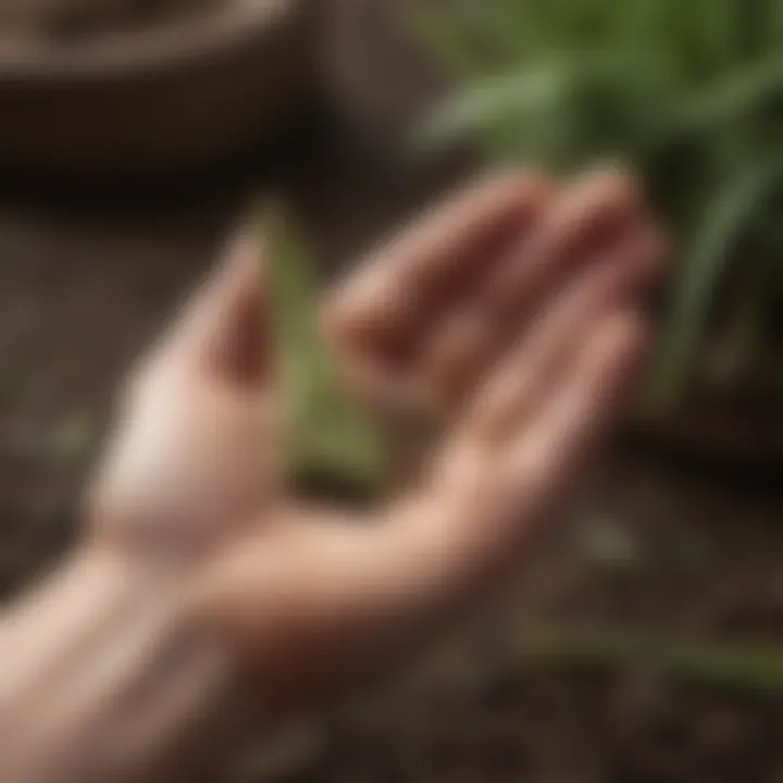 Asparagus seeds in a gardener's hand