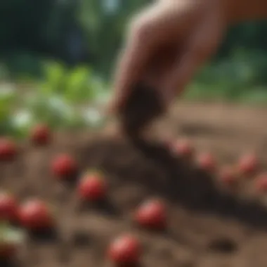 Soil Composition Analysis for Strawberry Cultivation Expert gardener analyzing soil composition for strawberry cultivation