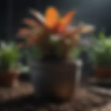 Healthy Potted Plants in Optimized Soil A variety of potted plants thriving in well-prepared soil