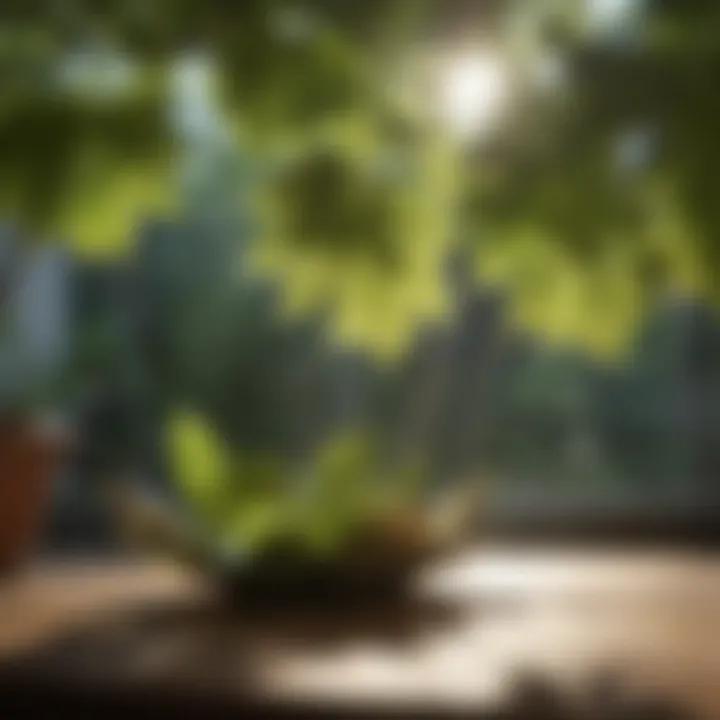 Sunlight Filtering Through Indoor Tree Leaves
