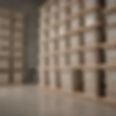Neutral color storage bins neatly stacked