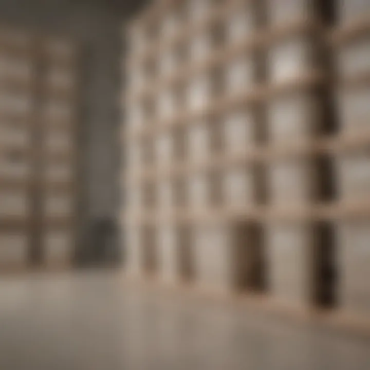 Neutral color storage bins neatly stacked